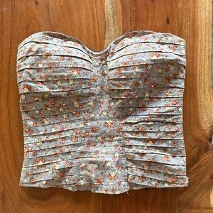 Cotton Floral Crop Top Tube Top Bustier Size S